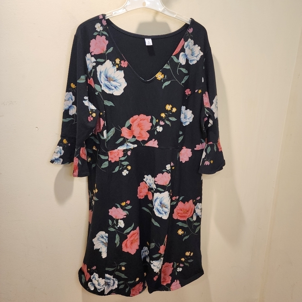 Old Navy Black Floral Print Plus size Midi dress size 2X - Picture 9 of 10